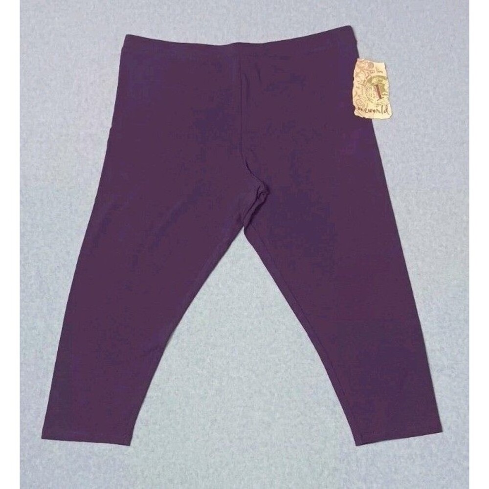 NWT! One World Capris Leggings L Eggplant Purple Activewear Atheisure Cropped - Picture 1 of 13